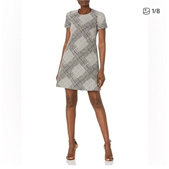 Calvin Klein Plaid Cross Box Short Sleeve Dress Size NWT - Picture 1 of 7